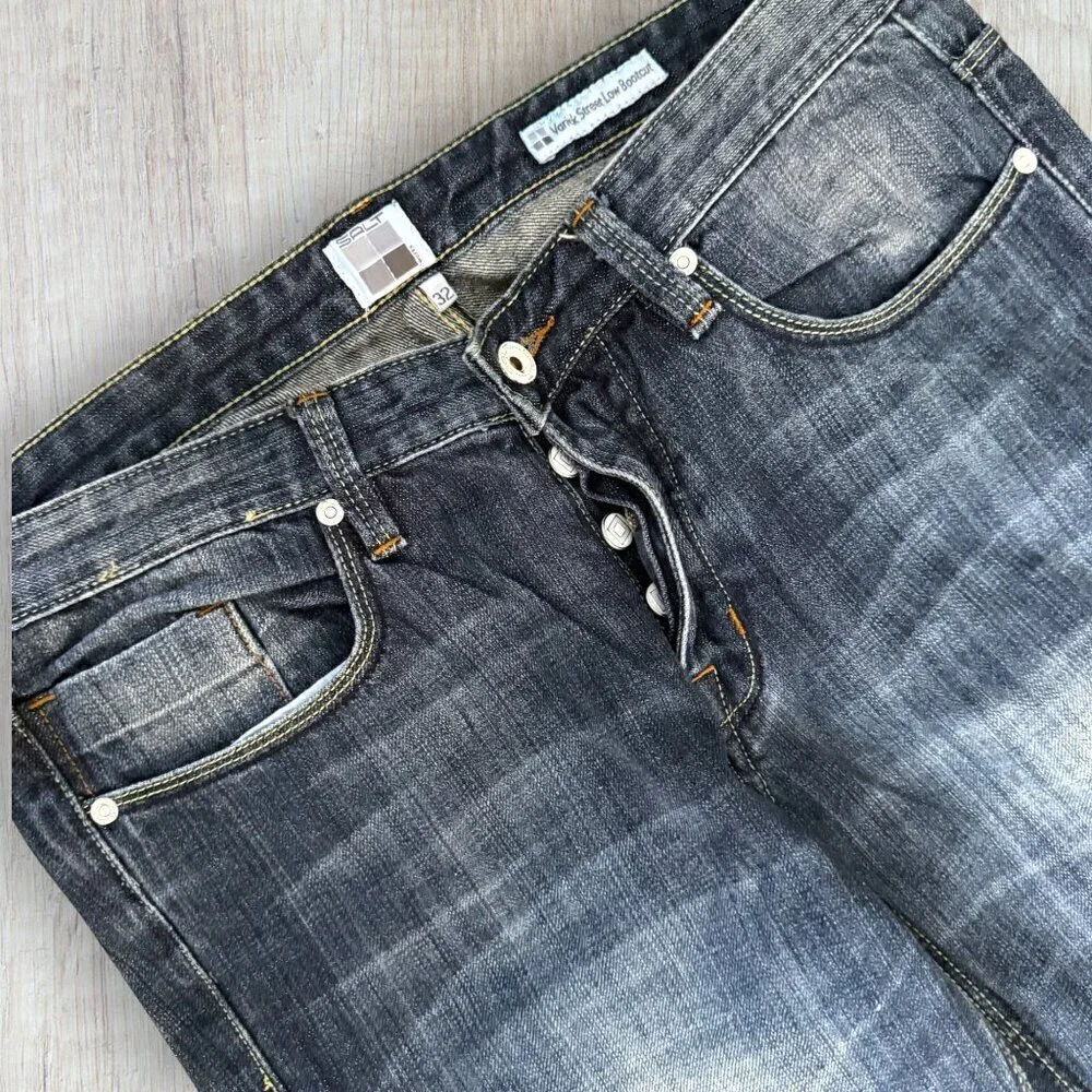 SALT WORKS Varick Street Low Bootcut Button Fly 100% Cotton Denim Jeans 32 / 12